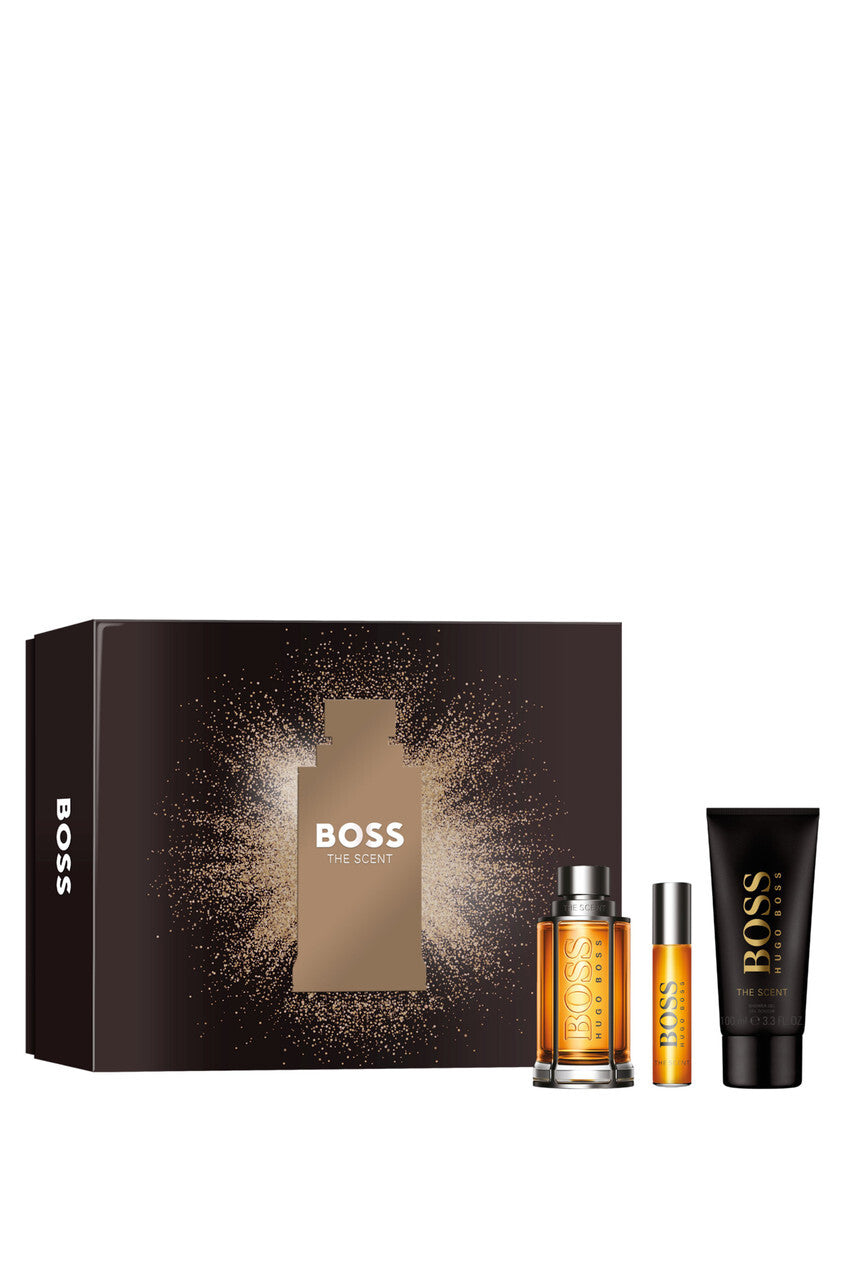 HUGO BOSS THE SCENT 3 PCS SET FOR MEN: 3.3 EAU DE TOILETTE SPRAY + 0.33 EAU DE TOILETTE SPRAY + 3.3 SHOWER GEL